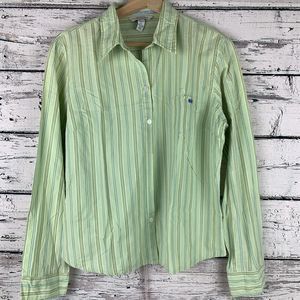 Aeropostale Green Striped Button Down Shirt